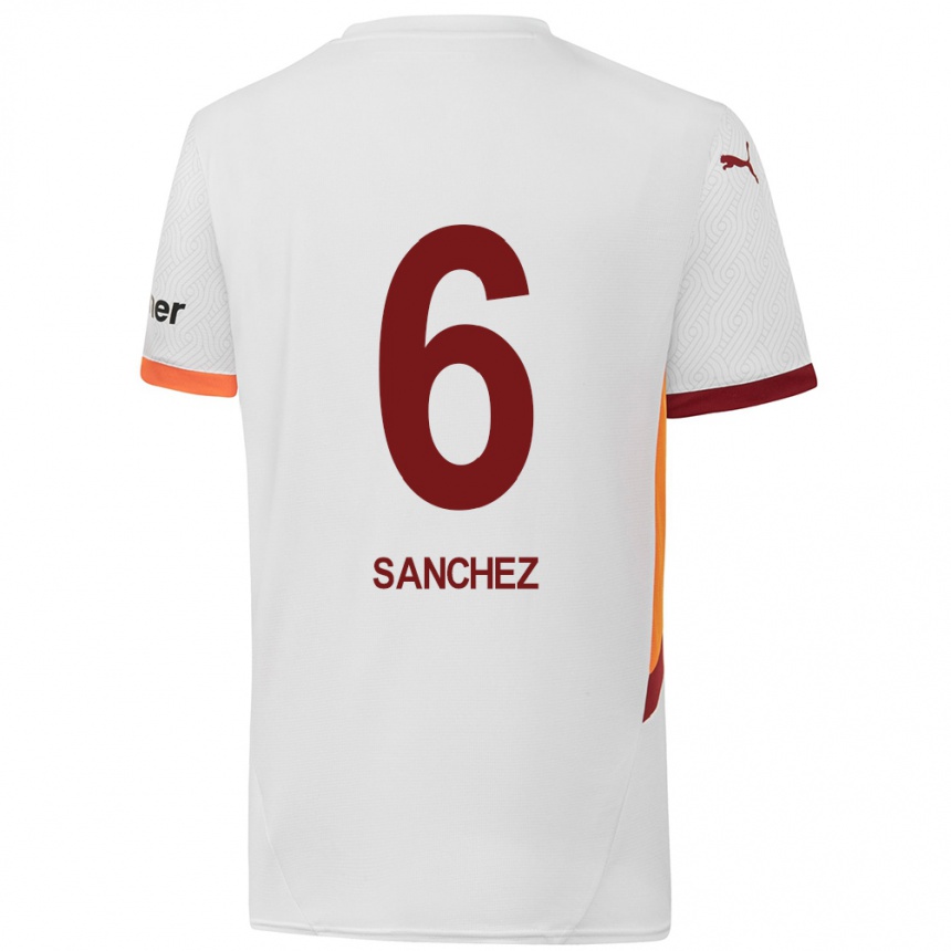 Niño Fútbol Camiseta Davinson Sánchez #6 Blanco Amarillo Rojo 2ª Equipación 2024/25 Perú