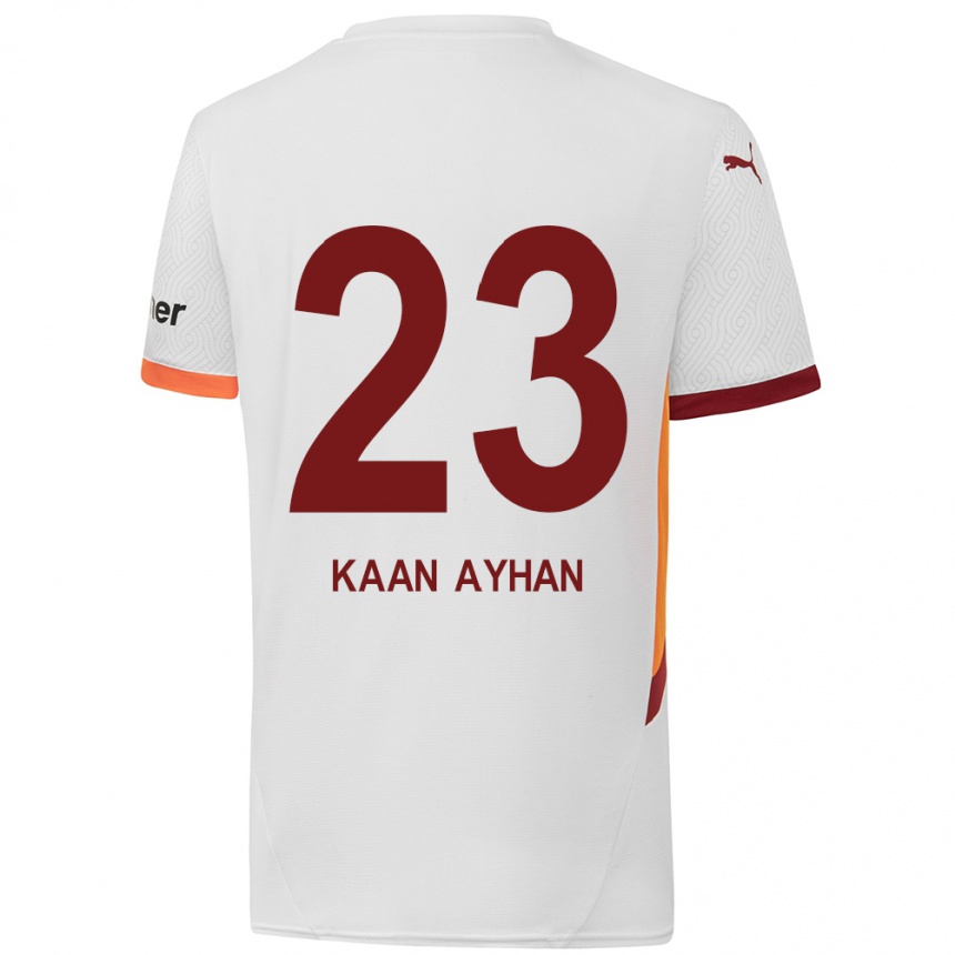 Niño Fútbol Camiseta Kaan Ayhan #23 Blanco Amarillo Rojo 2ª Equipación 2024/25 Perú