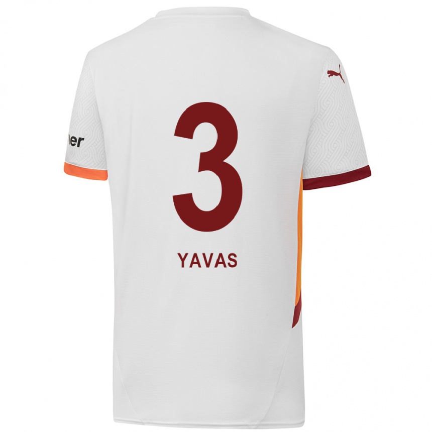 Niño Fútbol Camiseta Arda Yavas #3 Blanco Amarillo Rojo 2ª Equipación 2024/25 Perú