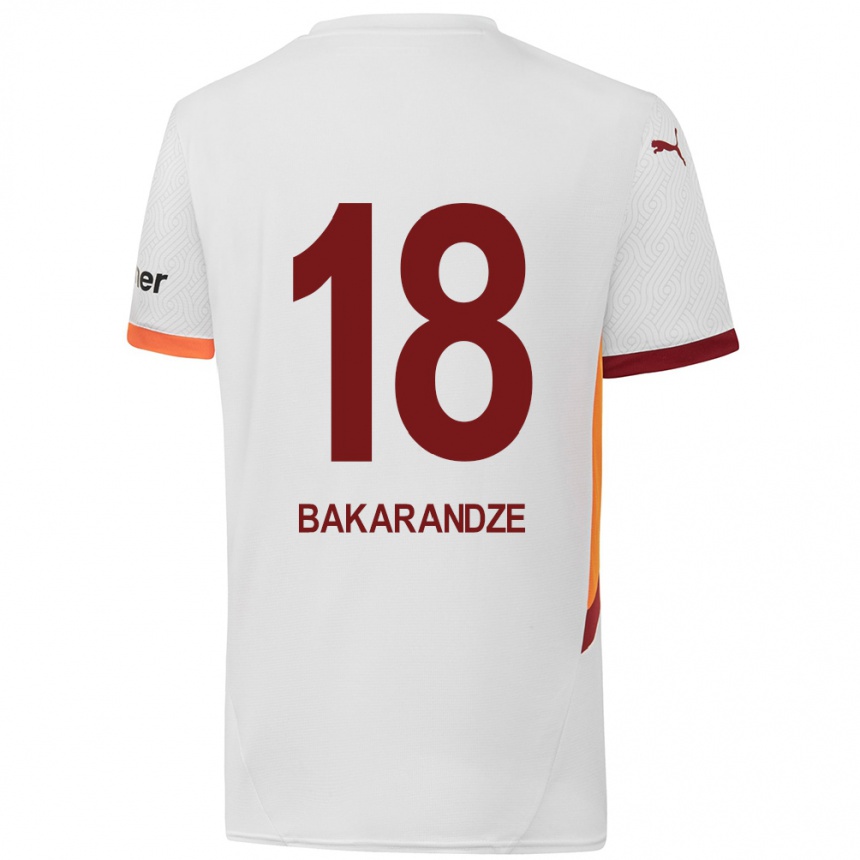 Niño Fútbol Camiseta Kristina Bakarandze #18 Blanco Amarillo Rojo 2ª Equipación 2024/25 Perú