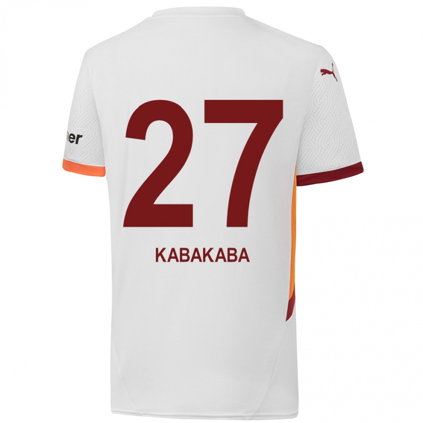 Niño Fútbol Camiseta Naomie Kabakaba #27 Blanco Amarillo Rojo 2ª Equipación 2024/25 Perú