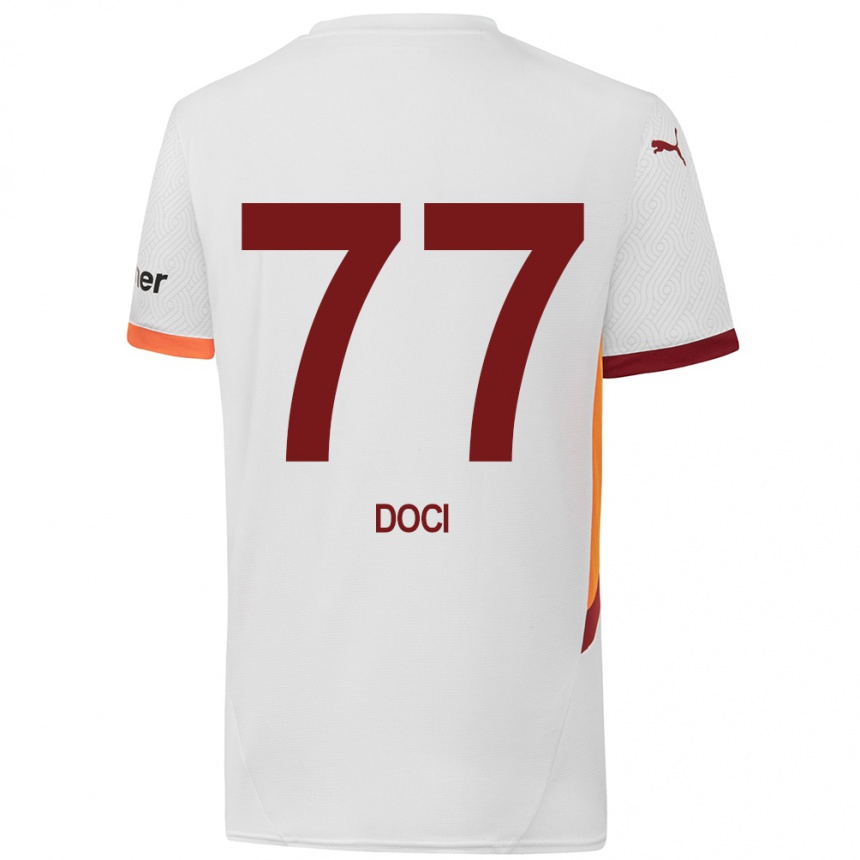 Niño Fútbol Camiseta Megi Doci #77 Blanco Amarillo Rojo 2ª Equipación 2024/25 Perú