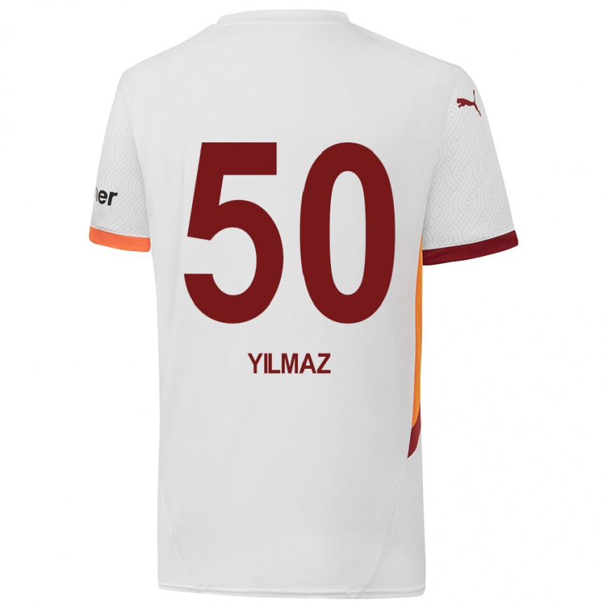 Niño Fútbol Camiseta Jankat Yılmaz #50 Blanco Amarillo Rojo 2ª Equipación 2024/25 Perú