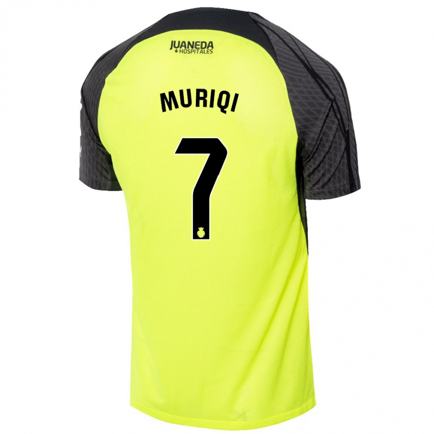 Niño Fútbol Camiseta Vedat Muriqi #7 Verde Fluorescente Negro 2ª Equipación 2024/25 Perú