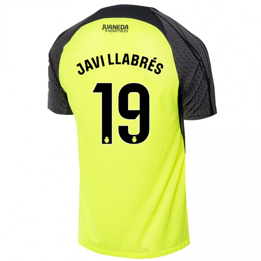 Niño Fútbol Camiseta Javi Llabrés #19 Verde Fluorescente Negro 2ª Equipación 2024/25 Perú