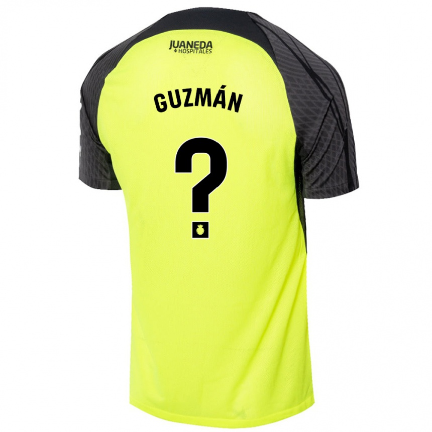 Niño Fútbol Camiseta Samuel Guzmán #0 Verde Fluorescente Negro 2ª Equipación 2024/25 Perú