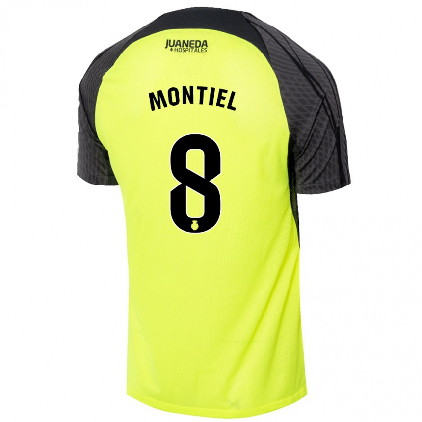 Niño Fútbol Camiseta Luis Montiel #8 Verde Fluorescente Negro 2ª Equipación 2024/25 Perú