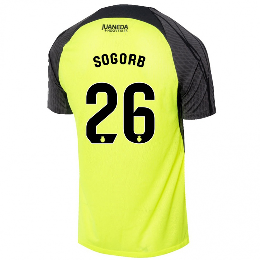 Niño Fútbol Camiseta Carles Sogorb #26 Verde Fluorescente Negro 2ª Equipación 2024/25 Perú