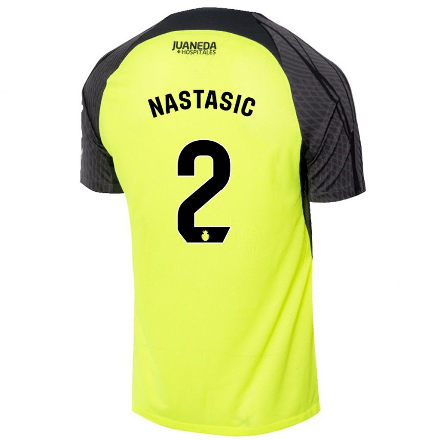 Niño Fútbol Camiseta Matija Nastasic #2 Verde Fluorescente Negro 2ª Equipación 2024/25 Perú