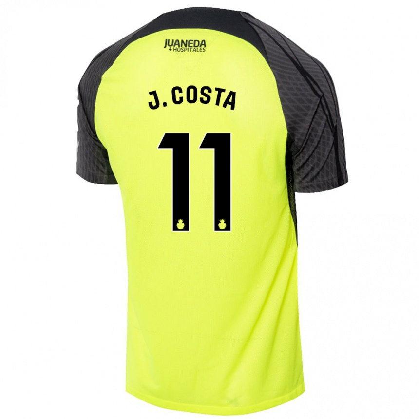 Niño Fútbol Camiseta Jaume Costa #11 Verde Fluorescente Negro 2ª Equipación 2024/25 Perú