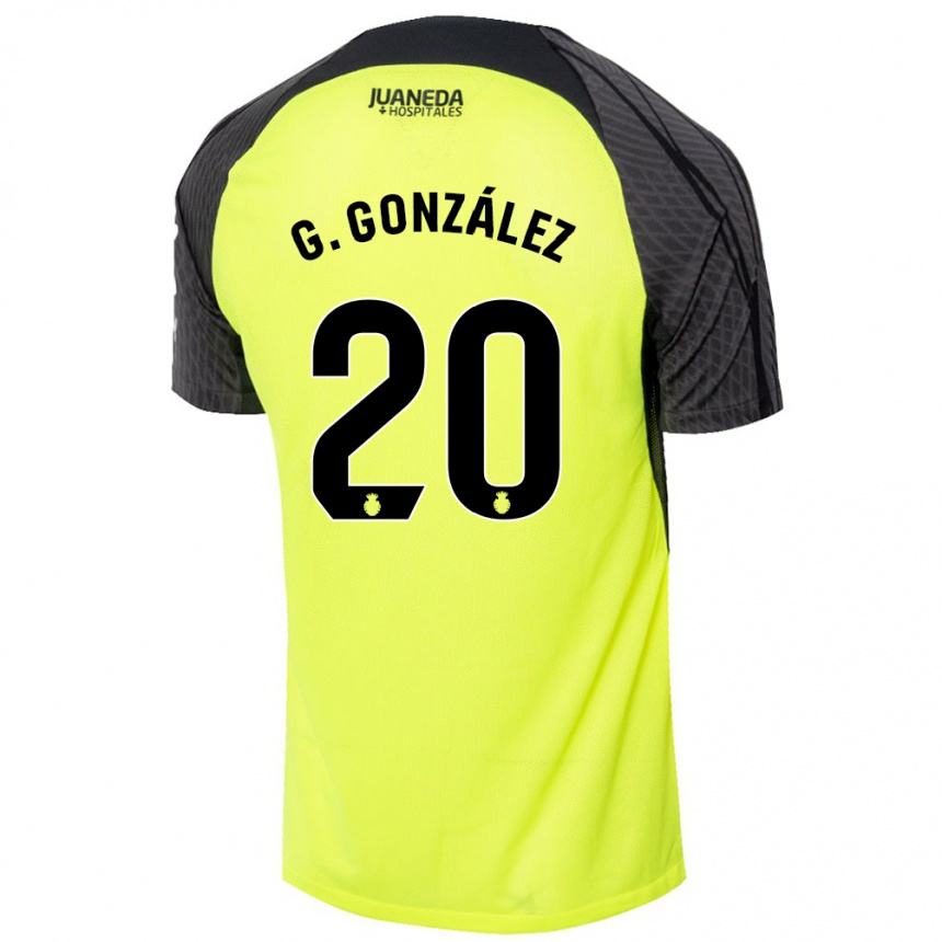 Niño Fútbol Camiseta Giovanni González #20 Verde Fluorescente Negro 2ª Equipación 2024/25 Perú