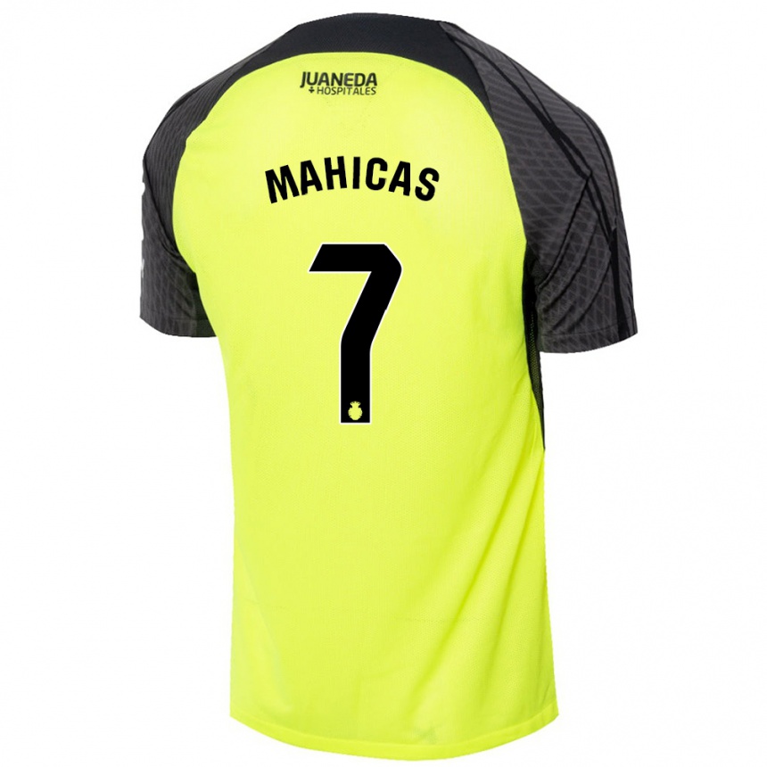 Niño Fútbol Camiseta Julián Mahicas #7 Verde Fluorescente Negro 2ª Equipación 2024/25 Perú