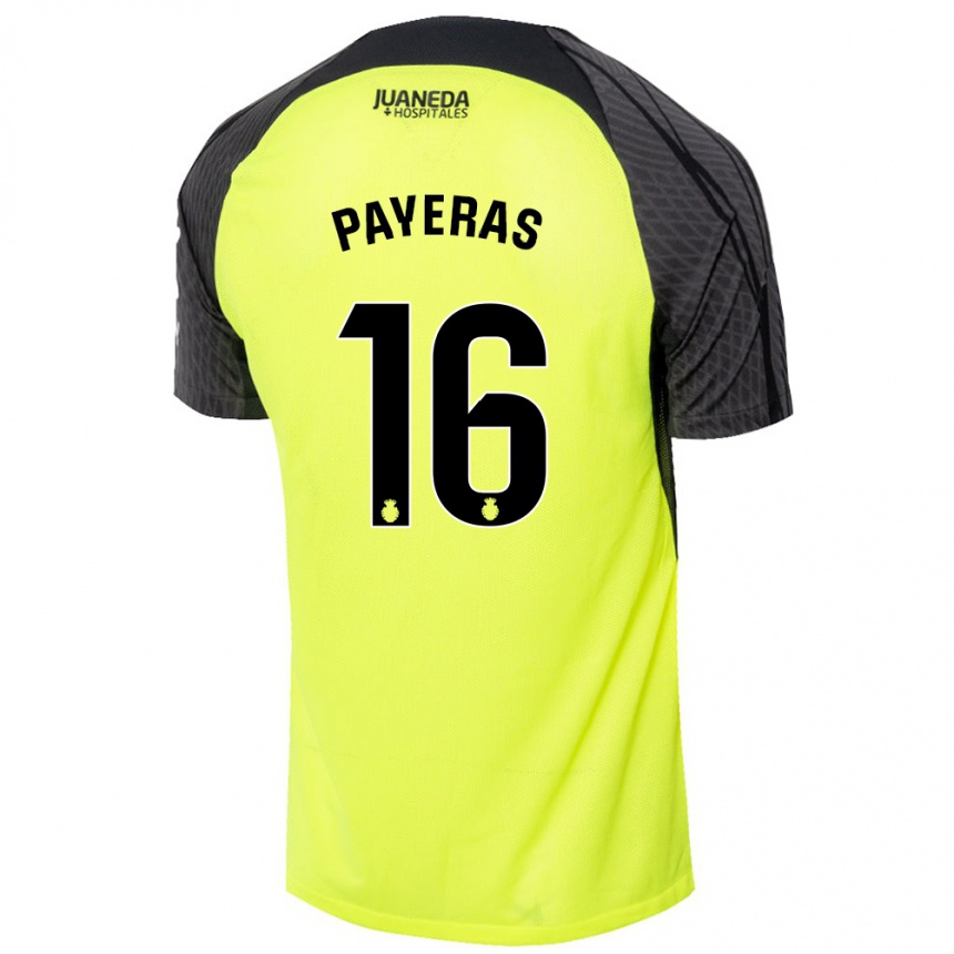 Niño Fútbol Camiseta Martí Payeras #16 Verde Fluorescente Negro 2ª Equipación 2024/25 Perú