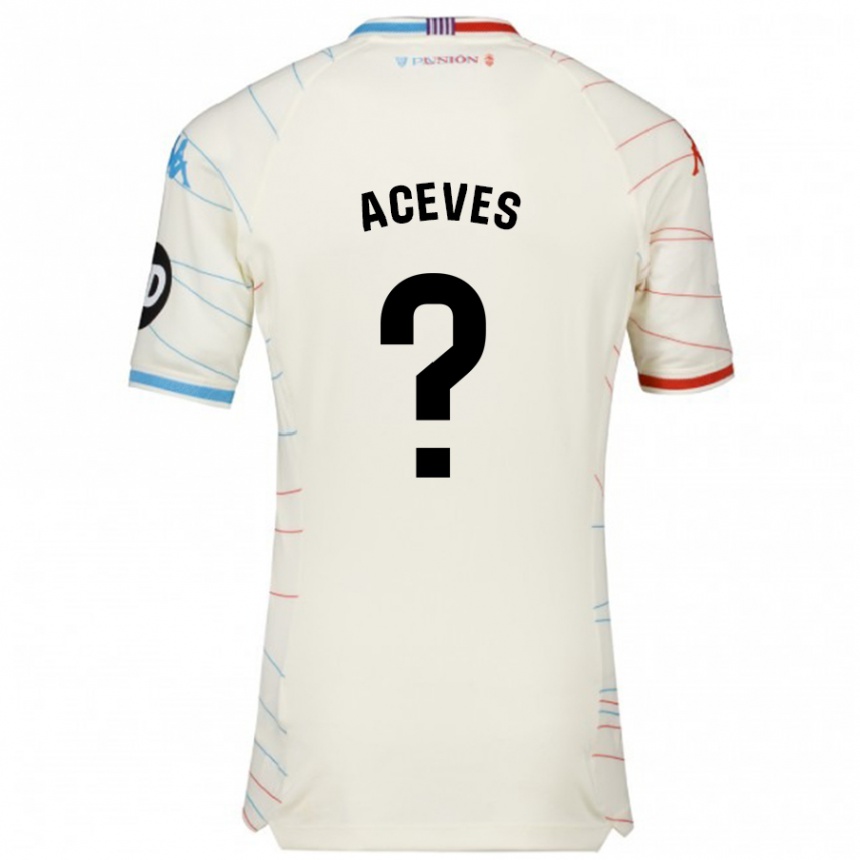 Niño Fútbol Camiseta Álvaro Aceves #0 Blanco Rojo Azul 2ª Equipación 2024/25 Perú