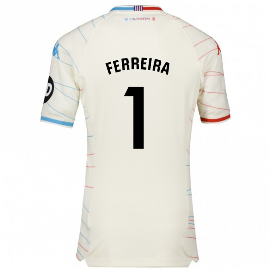 Niño Fútbol Camiseta André Ferreira #1 Blanco Rojo Azul 2ª Equipación 2024/25 Perú