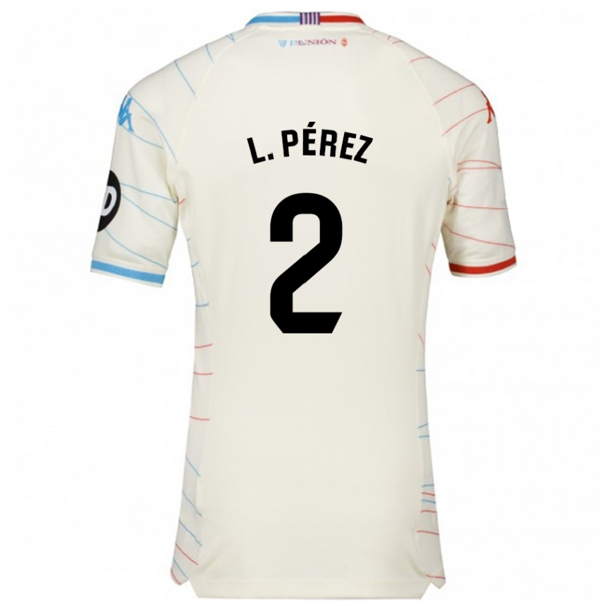 Niño Fútbol Camiseta Luis Pérez #2 Blanco Rojo Azul 2ª Equipación 2024/25 Perú