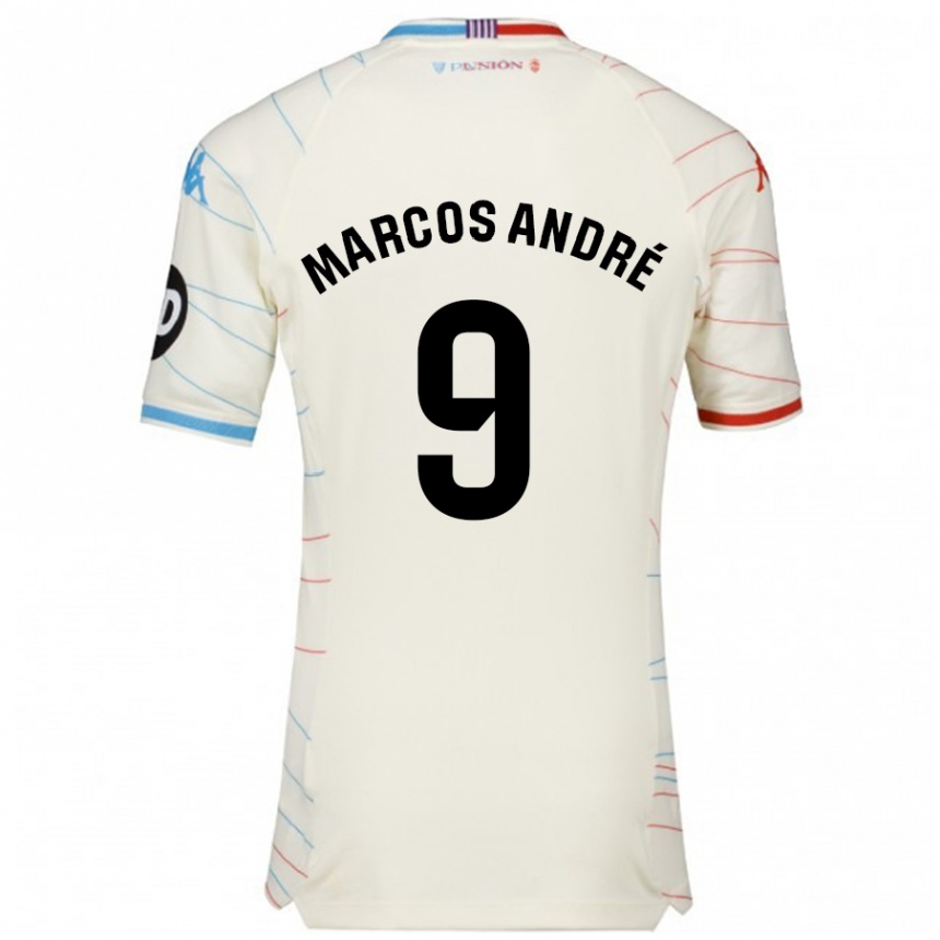 Niño Fútbol Camiseta Marcos André #9 Blanco Rojo Azul 2ª Equipación 2024/25 Perú