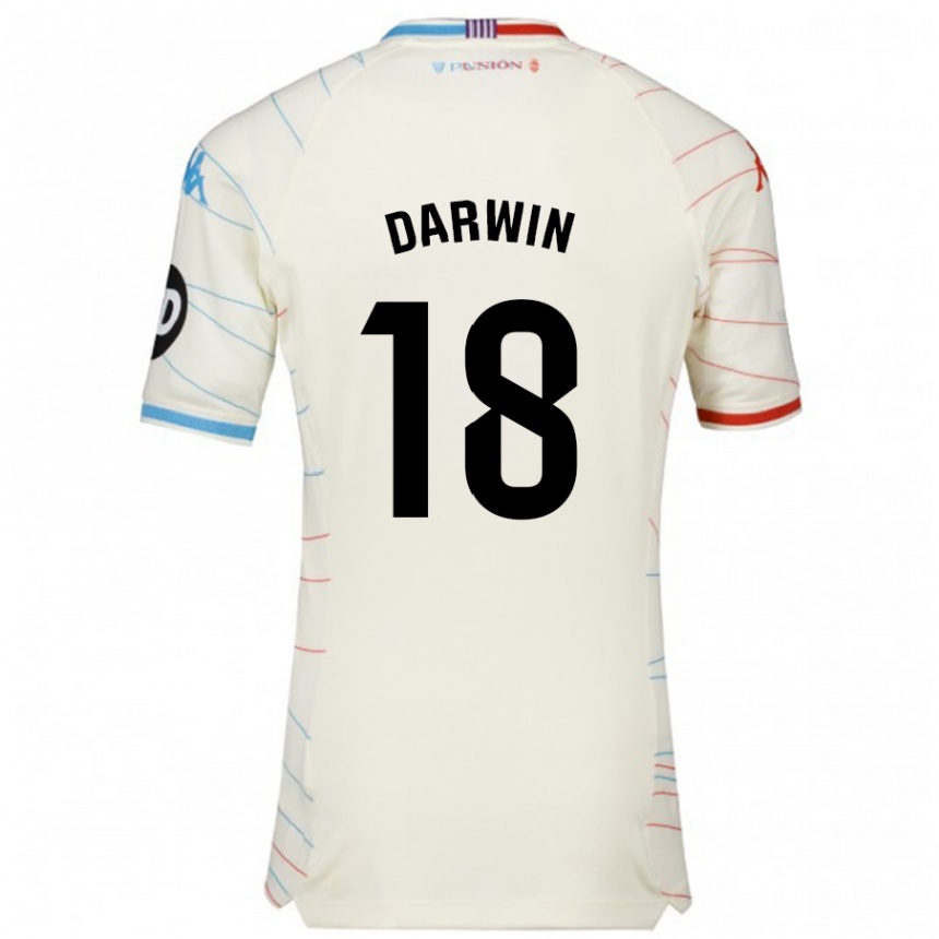 Niño Fútbol Camiseta Darwin Machís #18 Blanco Rojo Azul 2ª Equipación 2024/25 Perú