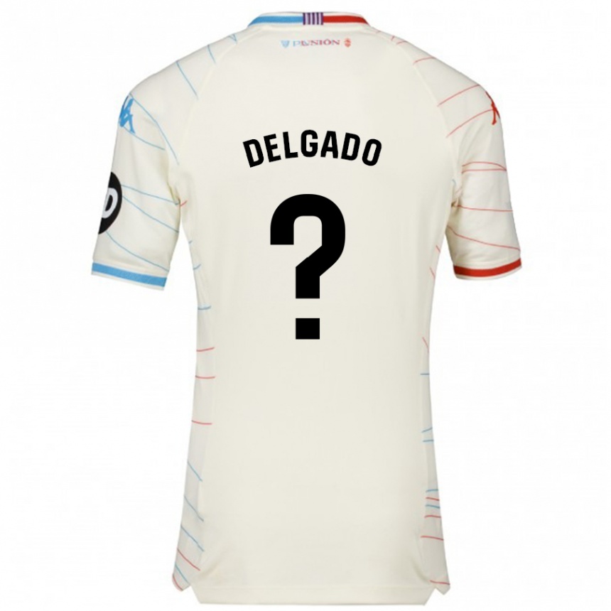 Niño Fútbol Camiseta Jorge Delgado #0 Blanco Rojo Azul 2ª Equipación 2024/25 Perú