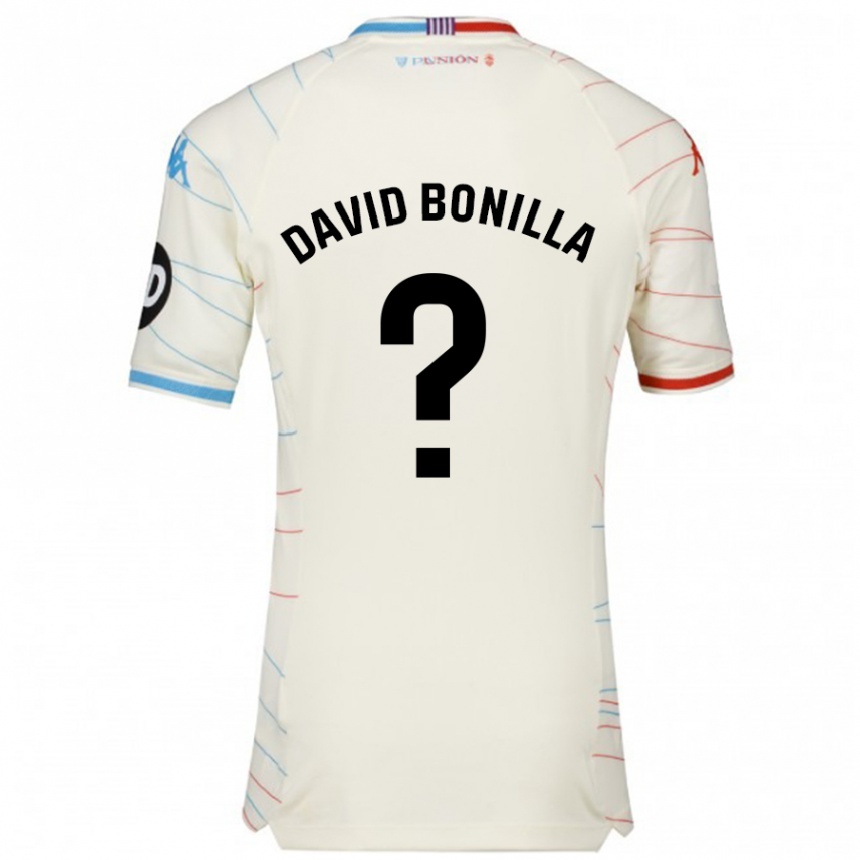 Niño Fútbol Camiseta Juan David Bonilla #0 Blanco Rojo Azul 2ª Equipación 2024/25 Perú