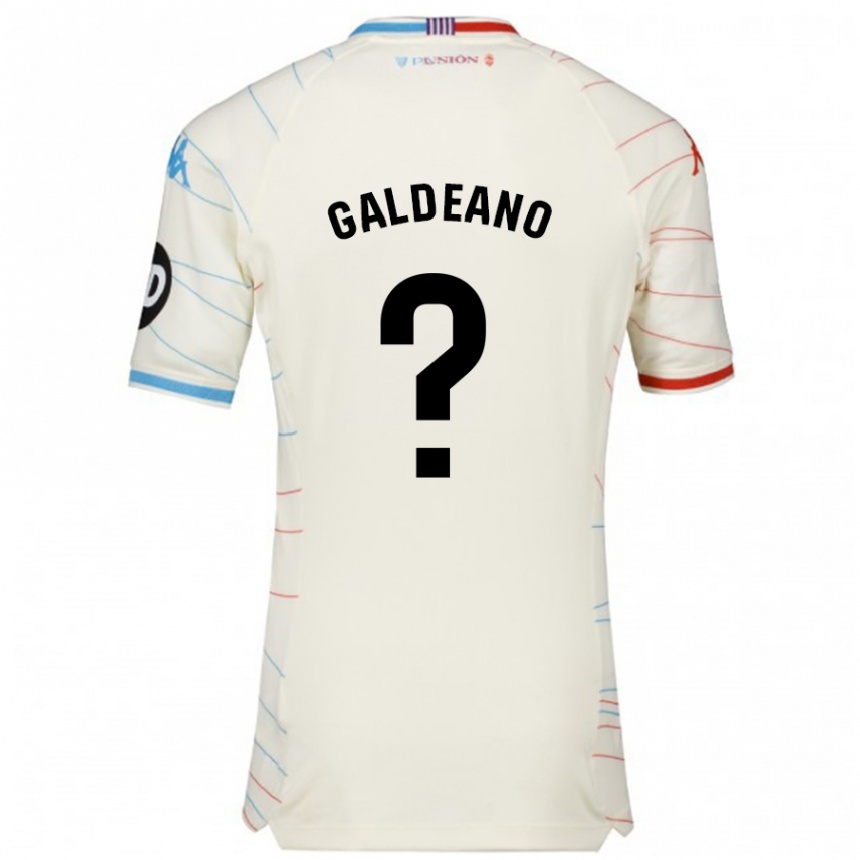 Niño Fútbol Camiseta Alejandro Galdeano #0 Blanco Rojo Azul 2ª Equipación 2024/25 Perú