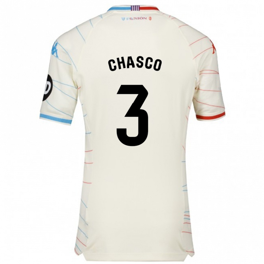 Niño Fútbol Camiseta Raúl Chasco #3 Blanco Rojo Azul 2ª Equipación 2024/25 Perú