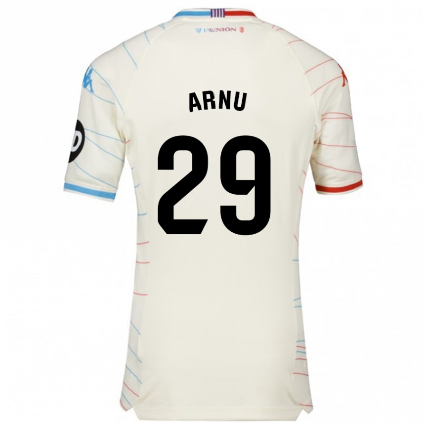 Niño Fútbol Camiseta Adrián Arnu #29 Blanco Rojo Azul 2ª Equipación 2024/25 Perú