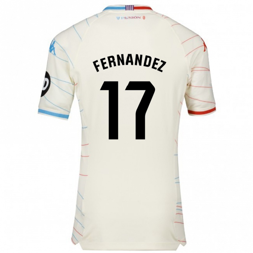 Niño Fútbol Camiseta Dani Fernández #17 Blanco Rojo Azul 2ª Equipación 2024/25 Perú