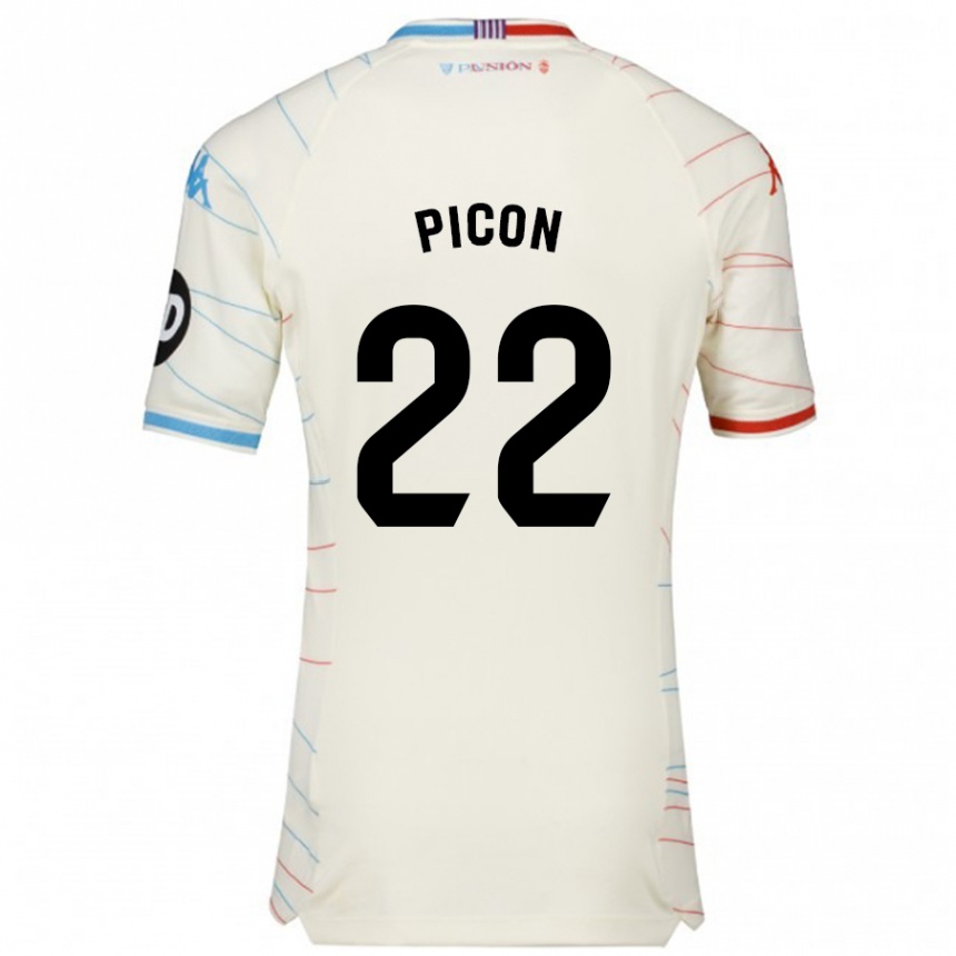 Niño Fútbol Camiseta Pablo Picón #22 Blanco Rojo Azul 2ª Equipación 2024/25 Perú