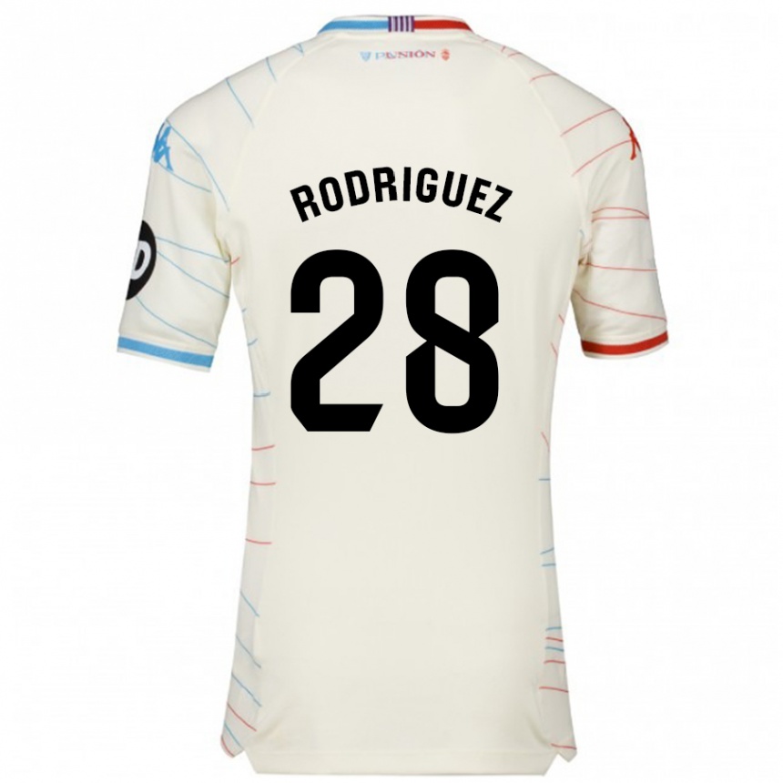 Niño Fútbol Camiseta Yago Rodríguez #28 Blanco Rojo Azul 2ª Equipación 2024/25 Perú