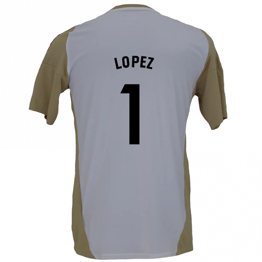 Niño Fútbol Camiseta Luis López #1 Marrón Blanco 2ª Equipación 2024/25 Perú