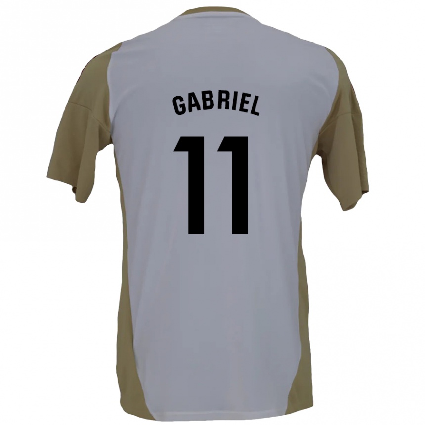 Niño Fútbol Camiseta Sergio Gabriel #11 Marrón Blanco 2ª Equipación 2024/25 Perú