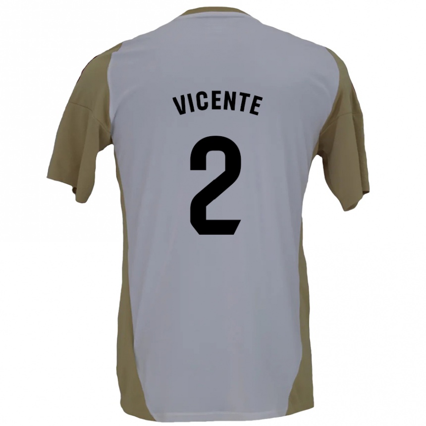 Niño Fútbol Camiseta David Vicente #2 Marrón Blanco 2ª Equipación 2024/25 Perú