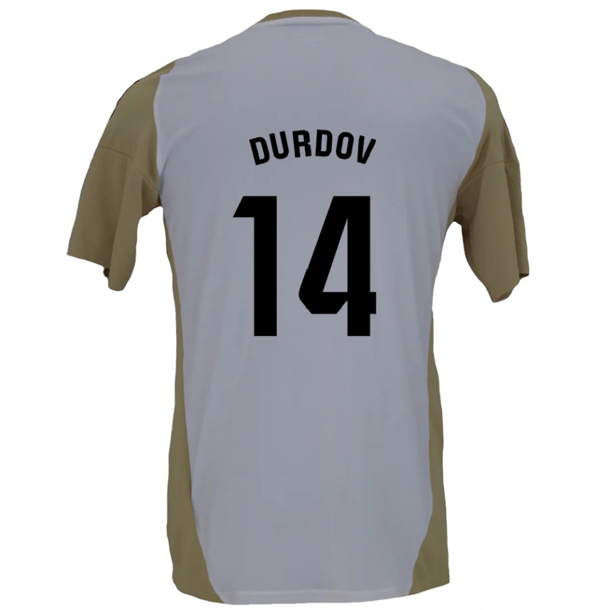 Niño Fútbol Camiseta Ivan Durdov #14 Marrón Blanco 2ª Equipación 2024/25 Perú