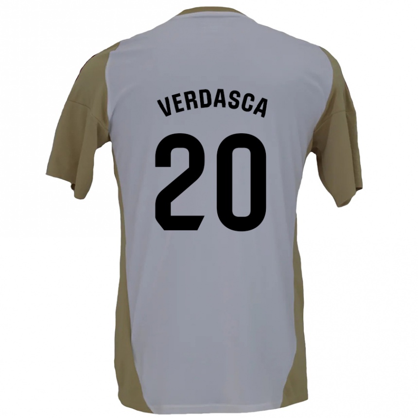 Niño Fútbol Camiseta Diogo Verdasca #20 Marrón Blanco 2ª Equipación 2024/25 Perú