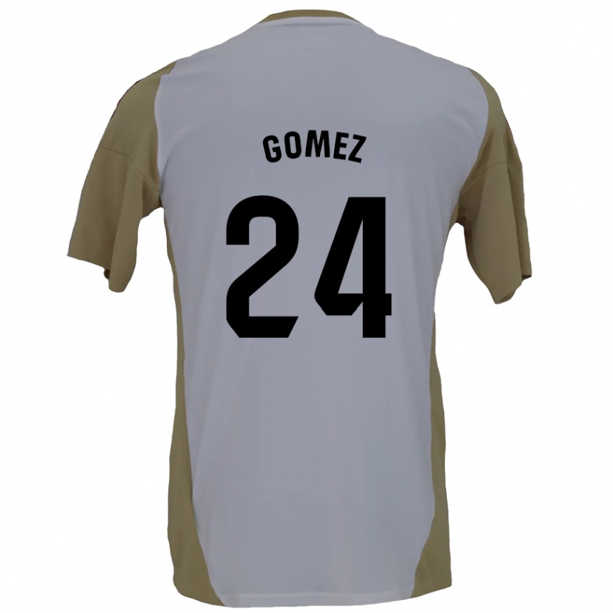 Niño Fútbol Camiseta Jonathan Gómez #24 Marrón Blanco 2ª Equipación 2024/25 Perú