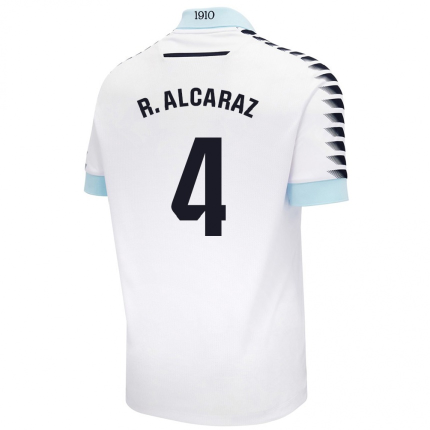 Niño Fútbol Camiseta Rubén Alcaraz #4 Blanco Azul 2ª Equipación 2024/25 Perú