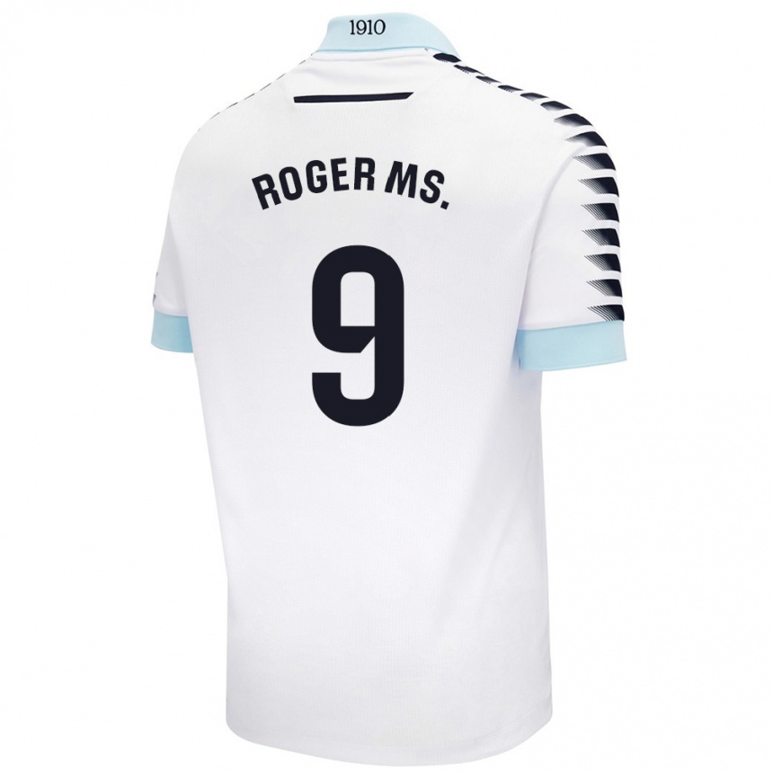 Niño Fútbol Camiseta Roger Martí #9 Blanco Azul 2ª Equipación 2024/25 Perú