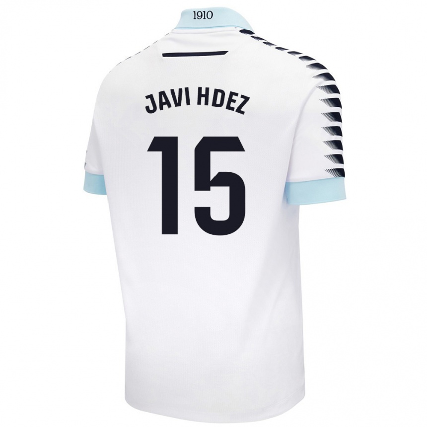 Niño Fútbol Camiseta Javi Hernández #15 Blanco Azul 2ª Equipación 2024/25 Perú