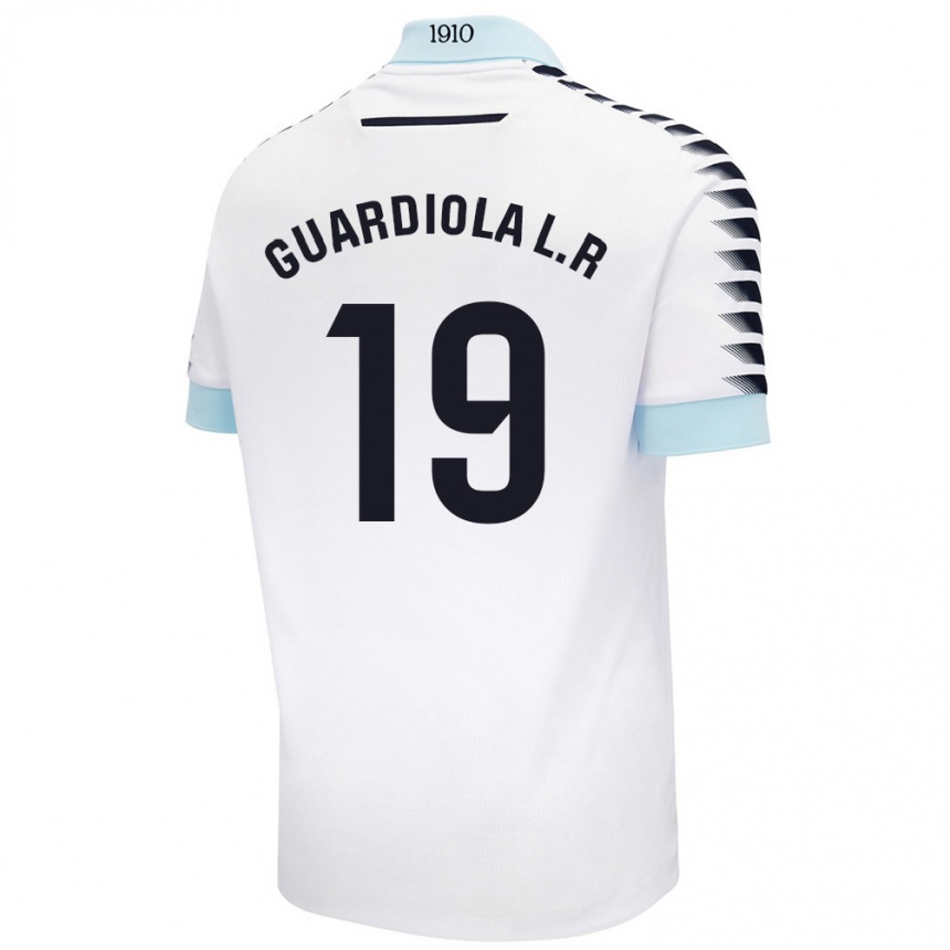 Niño Fútbol Camiseta Sergi Guardiola #19 Blanco Azul 2ª Equipación 2024/25 Perú