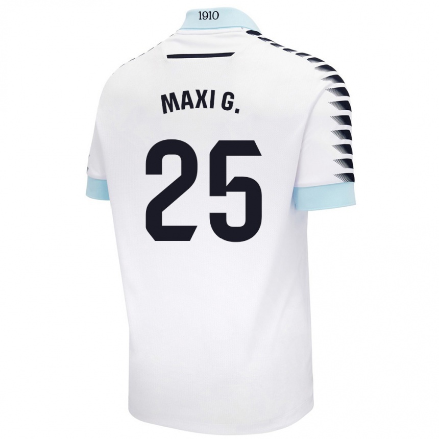 Niño Fútbol Camiseta Maxi Gómez #25 Blanco Azul 2ª Equipación 2024/25 Perú