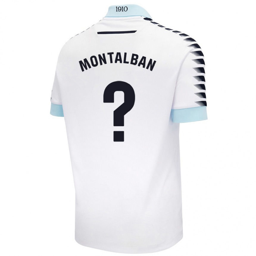 Niño Fútbol Camiseta Sergio Montalbán #0 Blanco Azul 2ª Equipación 2024/25 Perú