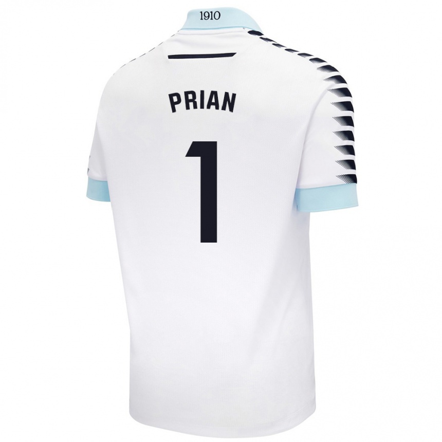 Niño Fútbol Camiseta Ana María Prián Pereira #1 Blanco Azul 2ª Equipación 2024/25 Perú