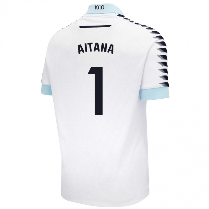 Niño Fútbol Camiseta Aitana #1 Blanco Azul 2ª Equipación 2024/25 Perú