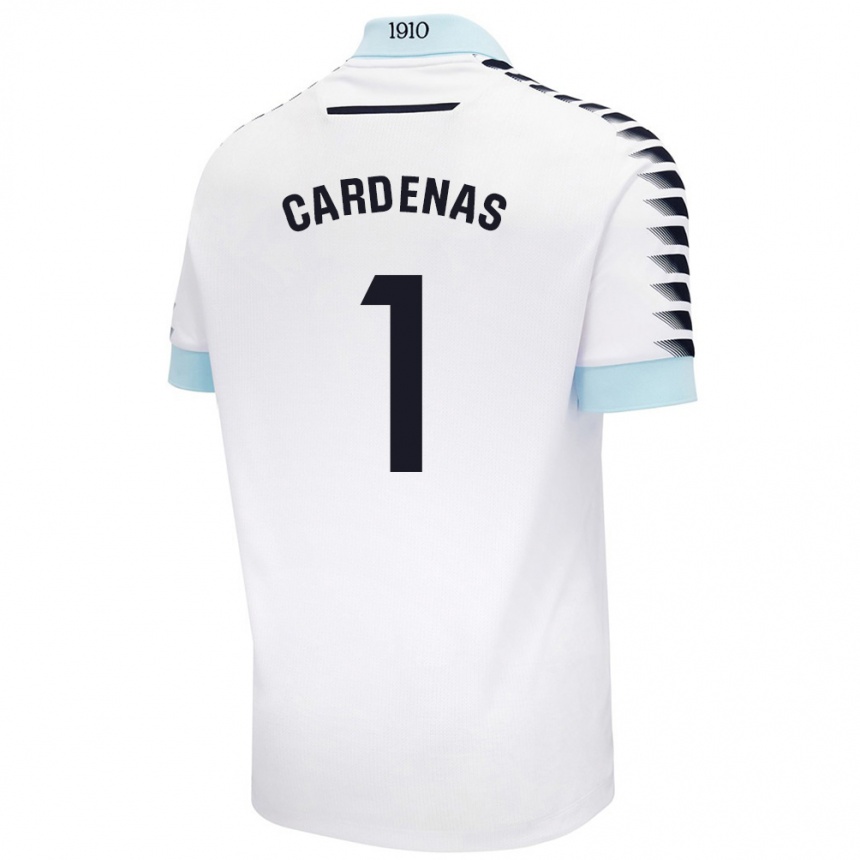 Niño Fútbol Camiseta Raquel Cárdenas #1 Blanco Azul 2ª Equipación 2024/25 Perú