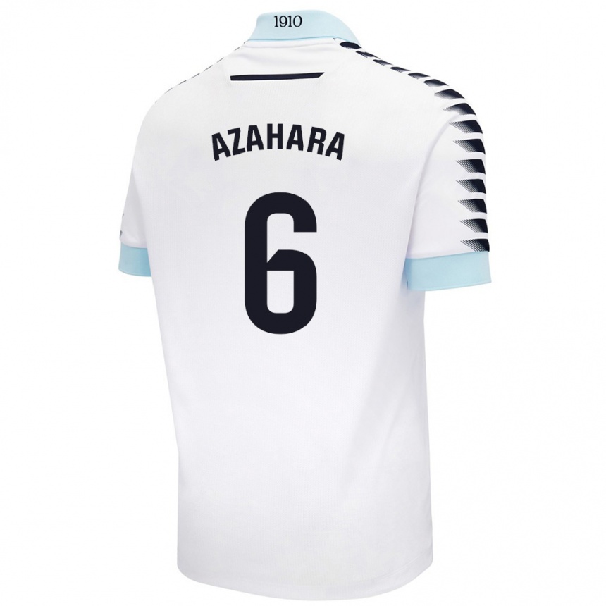 Niño Fútbol Camiseta Azahara #6 Blanco Azul 2ª Equipación 2024/25 Perú