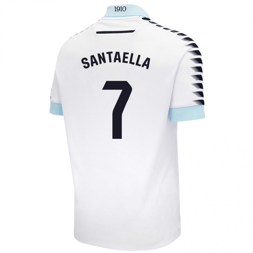 Niño Fútbol Camiseta Natalia Santaella Picón #7 Blanco Azul 2ª Equipación 2024/25 Perú