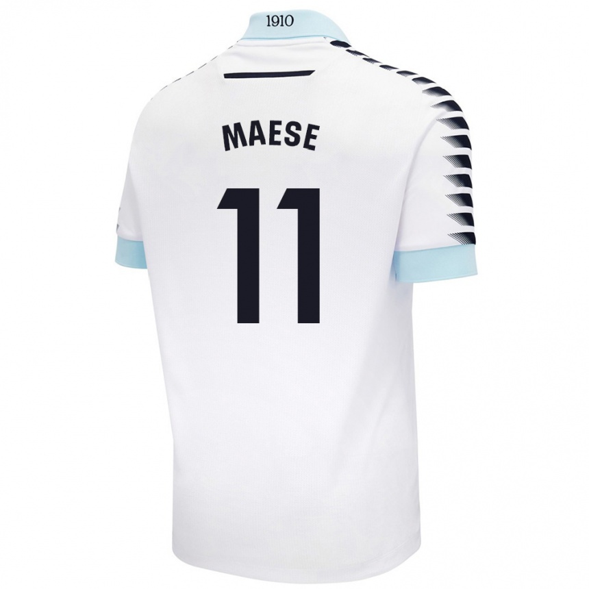 Niño Fútbol Camiseta María Del Carmen Maese Gaitán #11 Blanco Azul 2ª Equipación 2024/25 Perú