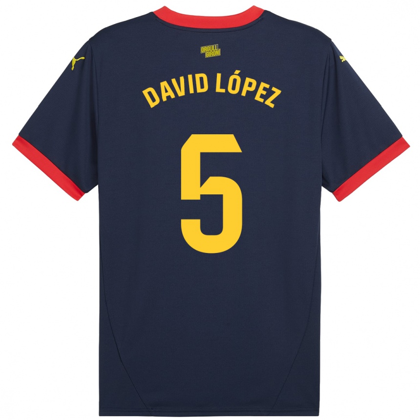 Niño Fútbol Camiseta David López #5 Azul Marino Rojo 2ª Equipación 2024/25 Perú