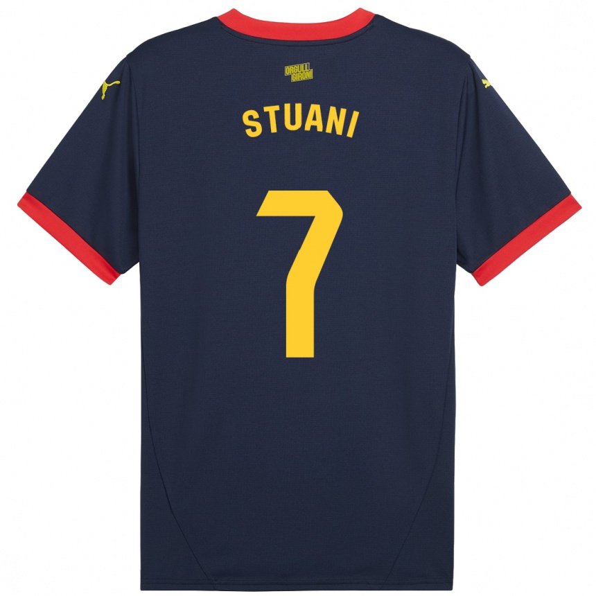 Niño Fútbol Camiseta Cristhian Stuani #7 Azul Marino Rojo 2ª Equipación 2024/25 Perú